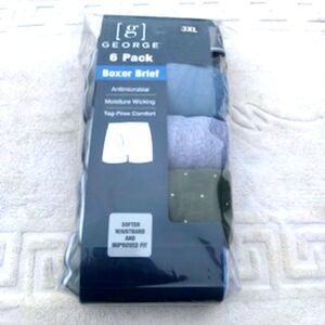 Boxer Briefs . Size: 3XL {48-50} . {6} Pac . Antimicrobial . Moisture Wicking